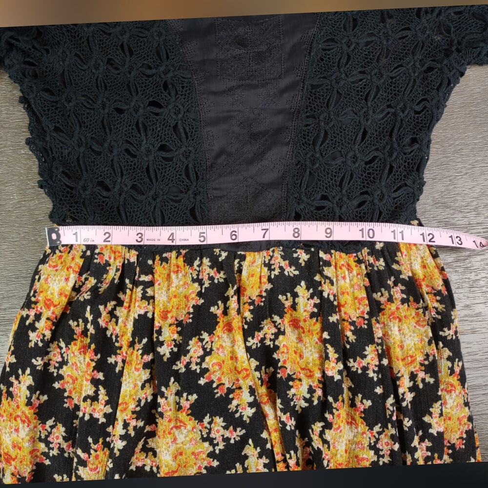 Free People Lonesome Dove Dress High Low Lace and Floral Size 2 Flawed - Picture 6 of 16